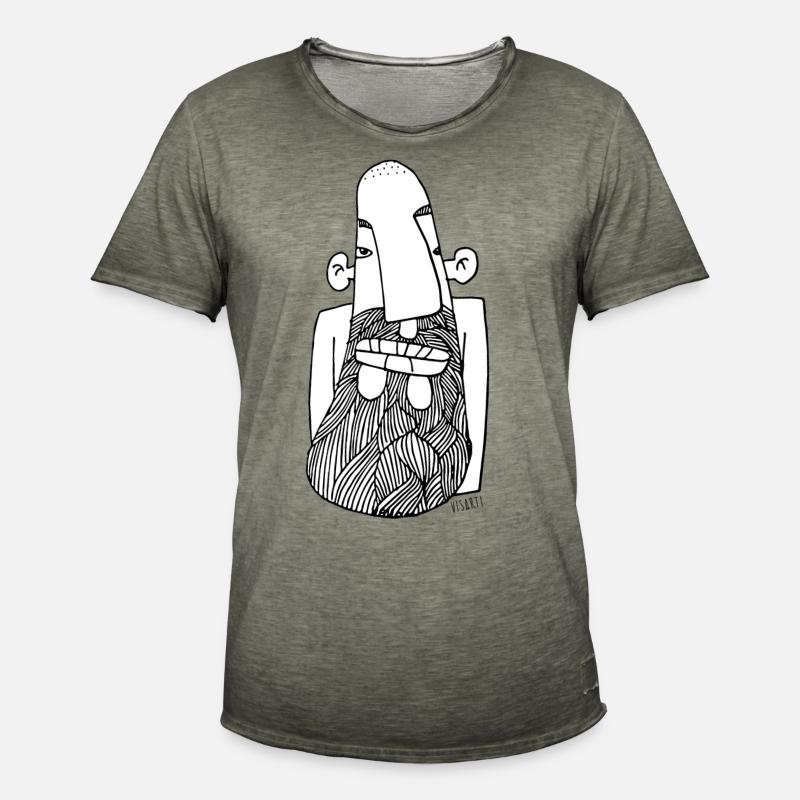 Bart-Gesicht - Männer Vintage T-Shirt - Vintage Khaki