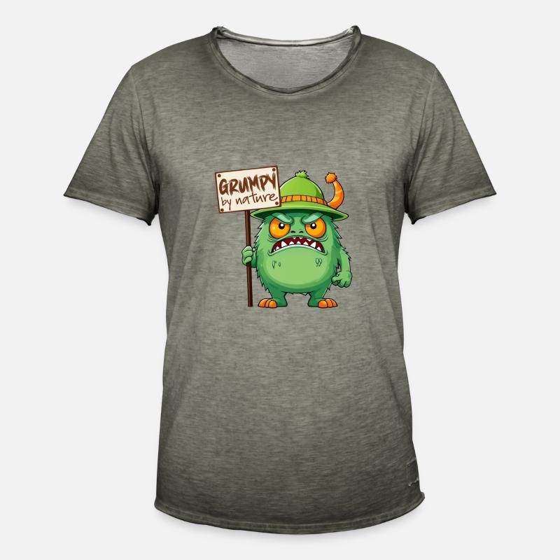 Funny monster grumpy grumpy bad-tempered - Men's Vintage T-Shirt - vintage khaki
