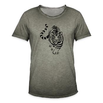 tiger T Shirt selber gestalten - Männer Vintage T-Shirt - Vintage Khaki - Vorne - Jose (178cm)