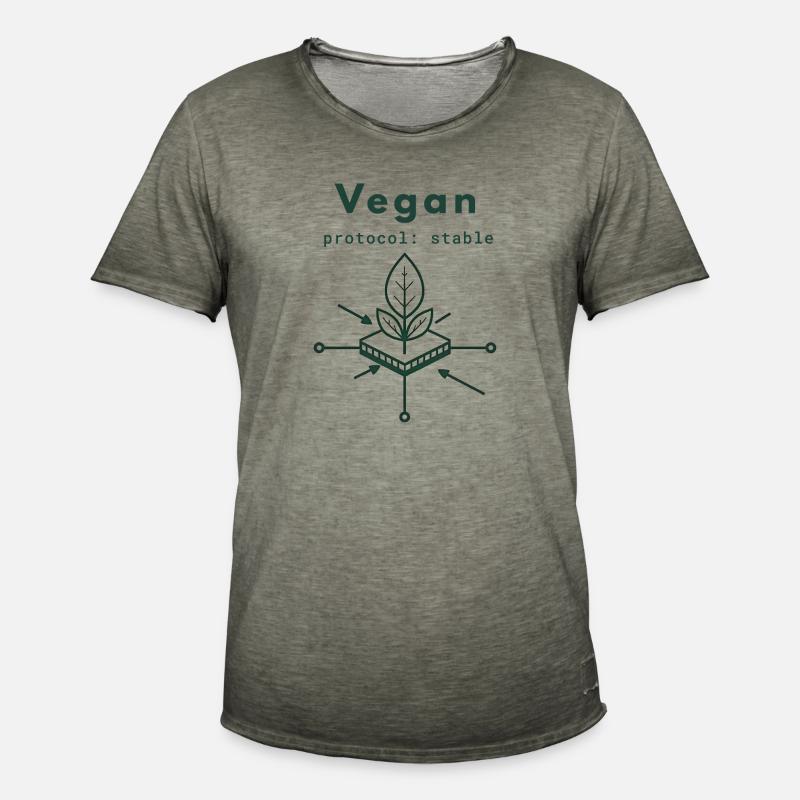 Vegan Protocol – Stable Plant-Based Logic - Männer Vintage T-Shirt - Vintage Khaki