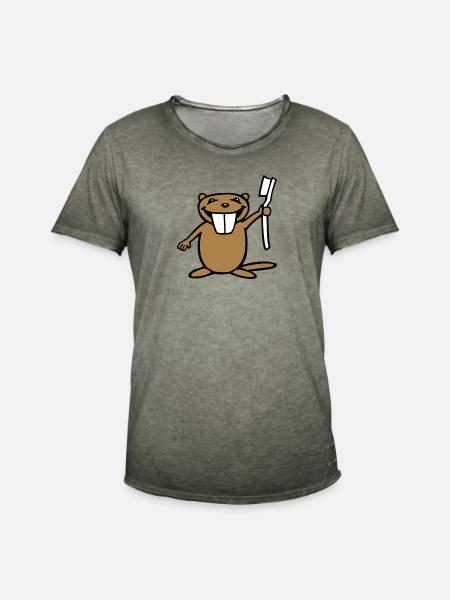 Beaver - Men's Vintage T-Shirt - vintage khaki