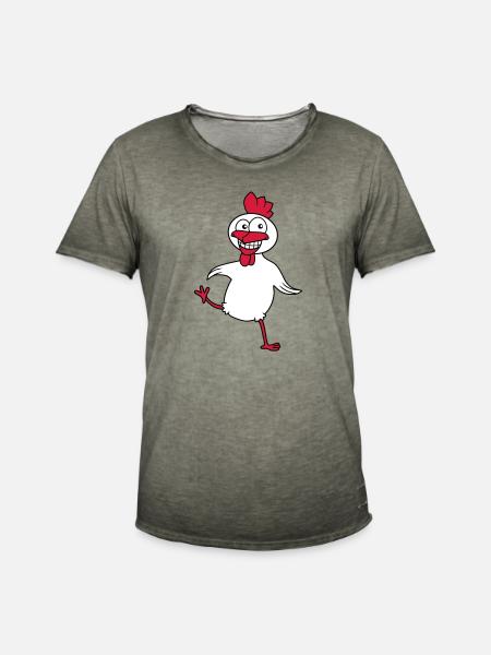 Funny Chicken - Men's Vintage T-Shirt - vintage khaki