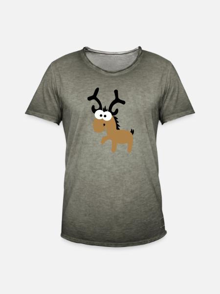 Rentier - Männer Vintage T-Shirt - Vintage Khaki