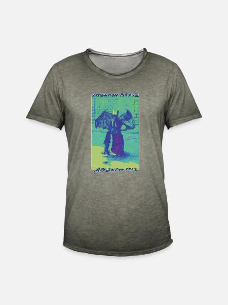 ATTENTION PLEASE - Männer Vintage T-Shirt - Vintage Khaki