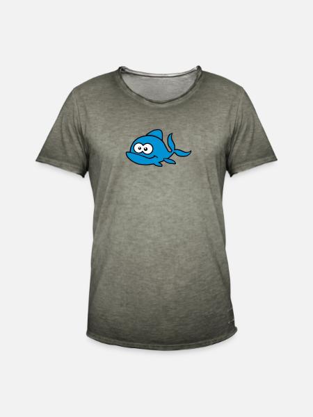Sød fisk med udstående øjne. - Herre vintage T-shirt - vintage-khaki