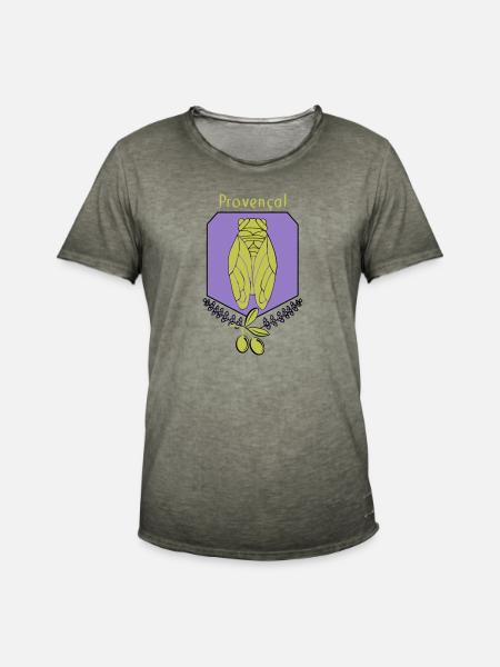 cigale Provençale avec Olives - T-shirt vintage Homme - vintage kaki