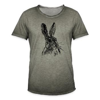 Hase oder Feldhase Strichzeichnung - Männer Vintage T-Shirt - Vintage Khaki - Vorne - Jose (178cm)