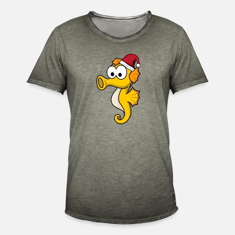 Seepferdchen Comic Weihnachten - Männer Vintage T-Shirt - Vintage Khaki