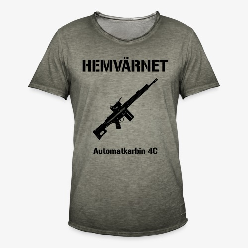 Hemvärnet - Automatkarbin 4C + SWE Flagga - Vintage-T-shirt herr