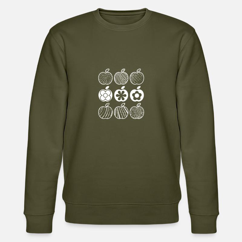 Apple Pattern (White) - Stanley/Stella CHANGER Unisex Organic Sweatshirt - khaki