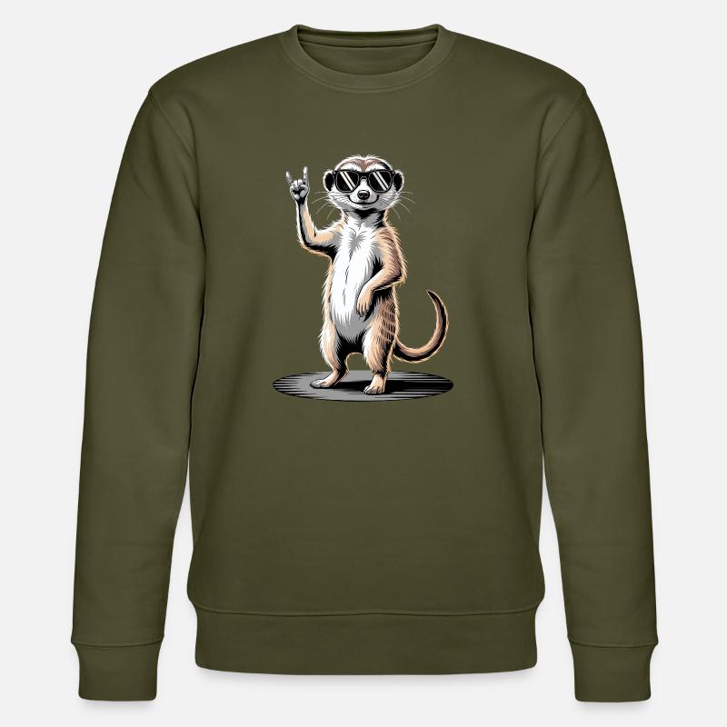 Rockendes Erdmännchen mit Sonnenbrille - Stanley/Stella Unisex Bio-Sweatshirt CHANGER - Khaki