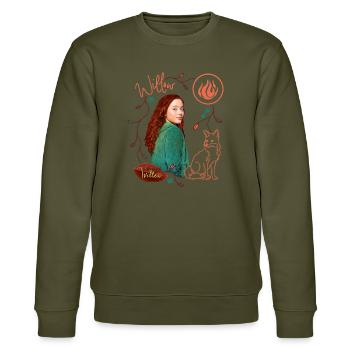 "Ein Mädchen Namens Willow" Willow Mit Fuchs Rufus - Stanley/Stella Unisex Bio-Sweatshirt CHANGER  - Khaki - Vorne - Nik (191cm) & Marisol (170cm)