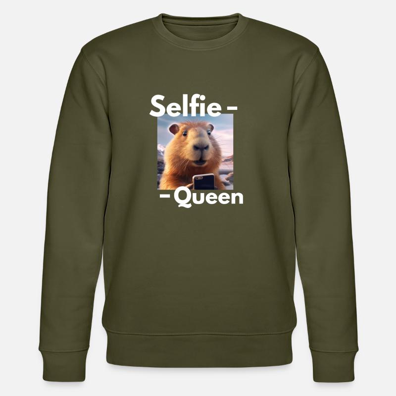 Capybara Selfie-Queen - Stanley/Stella Unisex Bio-Sweatshirt CHANGER - Khaki