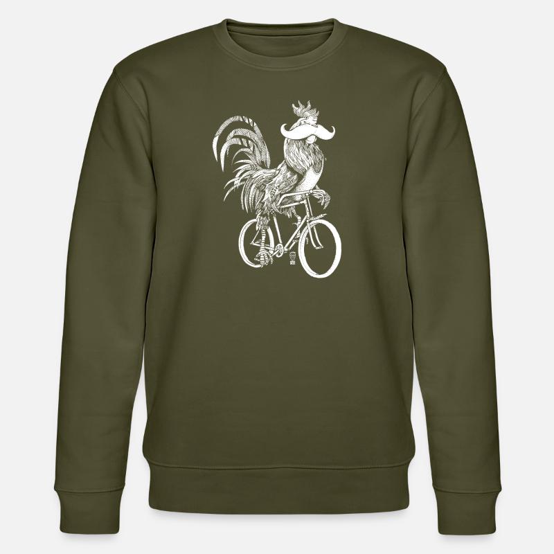 Coq & Bicycles - version blanche - Sweat bio CHANGER Stanley/Stella Unisexe - kaki