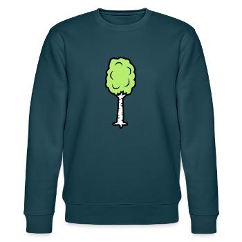 Comic Birke Bäumchen - Stanley/Stella Unisex Bio-Sweatshirt CHANGER  - Dunkles Petrol - Vorne - Jaron (178cm) & Liana (172cm)