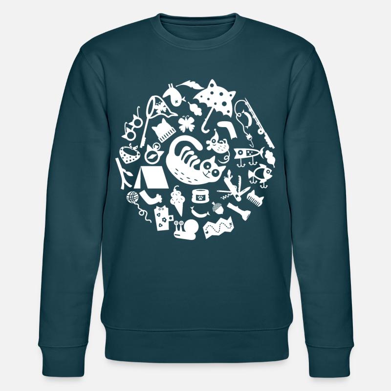 Cat Camping L Blanc - Sweat bio CHANGER Stanley/Stella Unisexe - bleu pétrole foncé