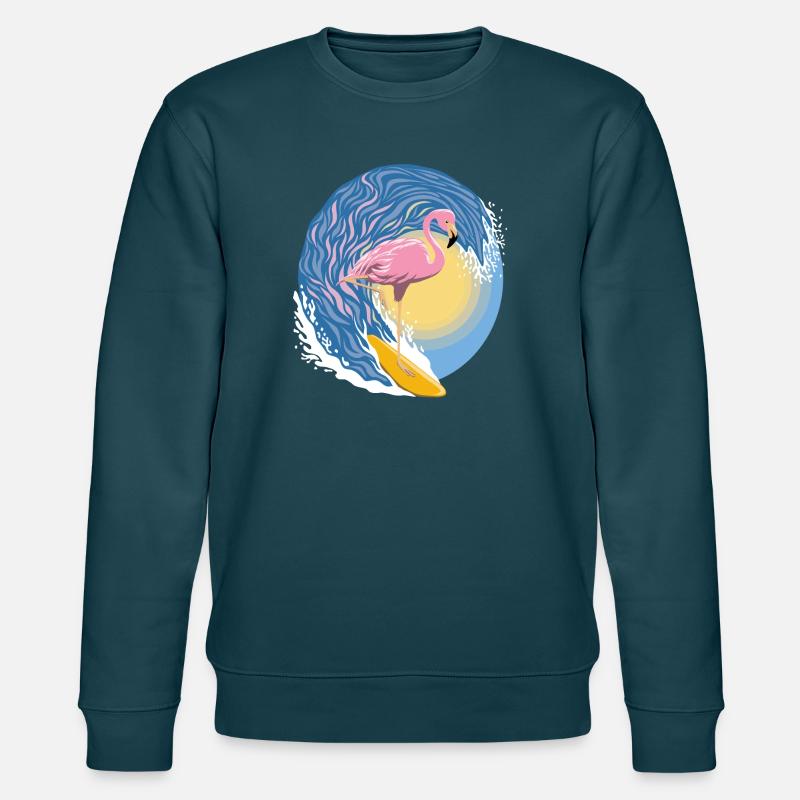 Flamingo-Surfer - Stanley/Stella Unisex Bio-Sweatshirt CHANGER  - Dunkles Petrol