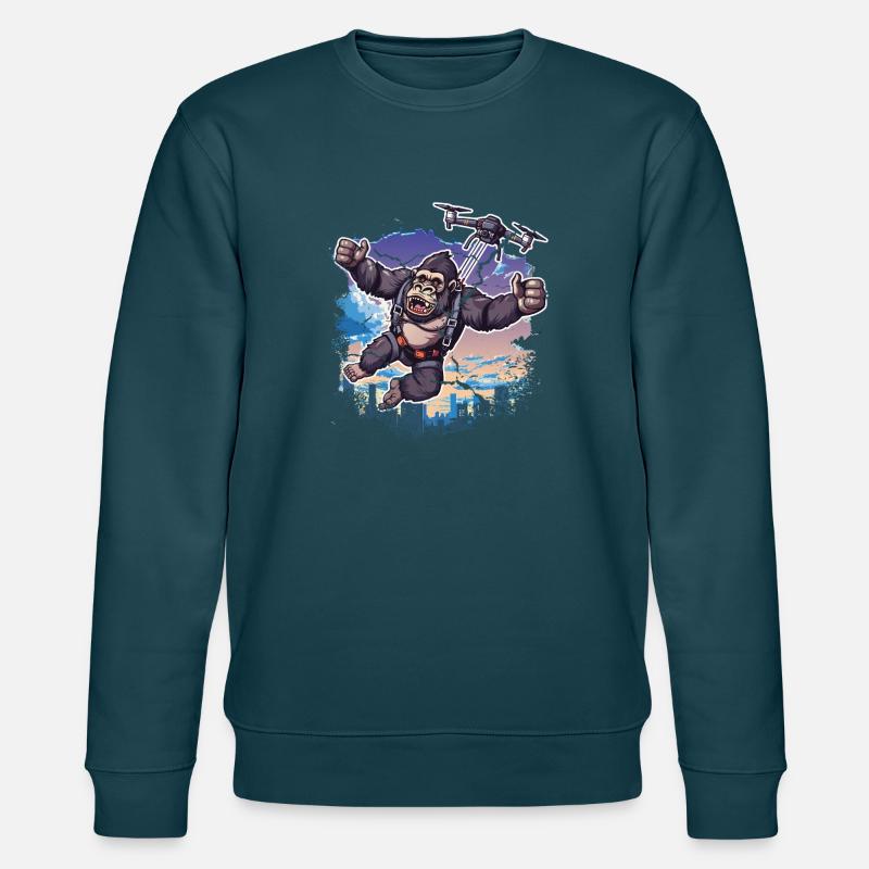Gorilla Drohne Kinder lustig - Stanley/Stella Unisex Bio-Sweatshirt CHANGER  - Dunkles Petrol