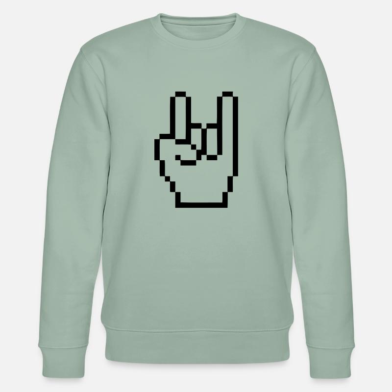 Handzeichen Cursor Rock - Stanley/Stella Unisex Bio-Sweatshirt CHANGER  - Helles Graugrün