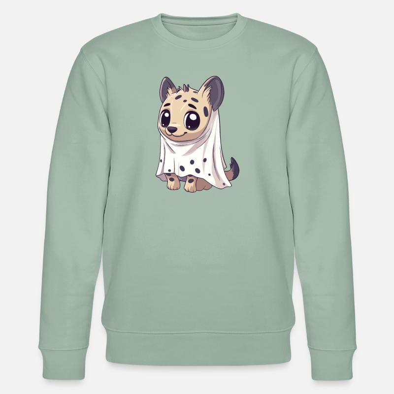 Hyäne Halloween Comic Geist - Stanley/Stella Unisex Bio-Sweatshirt CHANGER  - Helles Graugrün