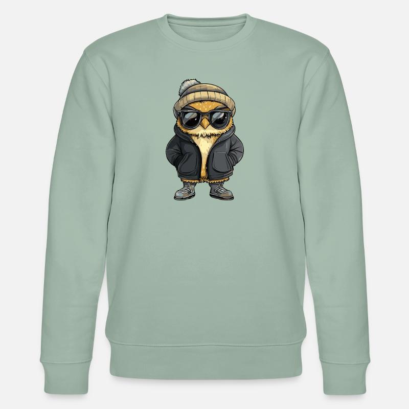 Eule Cool Comic - Stanley/Stella Unisex Bio-Sweatshirt CHANGER  - Helles Graugrün