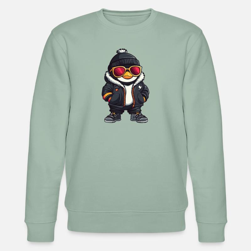 Pinguin Cool Comic - Stanley/Stella Unisex Bio-Sweatshirt CHANGER  - Helles Graugrün