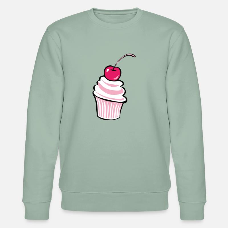 Kirsche Cupcake - Design! - Stanley/Stella Unisex Bio-Sweatshirt CHANGER  - Helles Graugrün