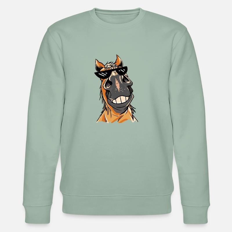 Meme Pferd Pferde Brille Sonnenbrille - Stanley/Stella Unisex Bio-Sweatshirt CHANGER  - Helles Graugrün