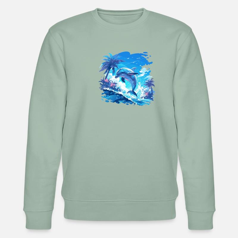 Dolphin Delfine Delfin - Stanley/Stella Unisex Bio-Sweatshirt CHANGER  - Helles Graugrün