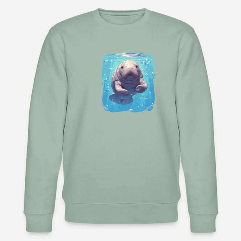 Seekuh Manatees Manatee - Stanley/Stella Unisex Bio-Sweatshirt CHANGER  - Helles Graugrün