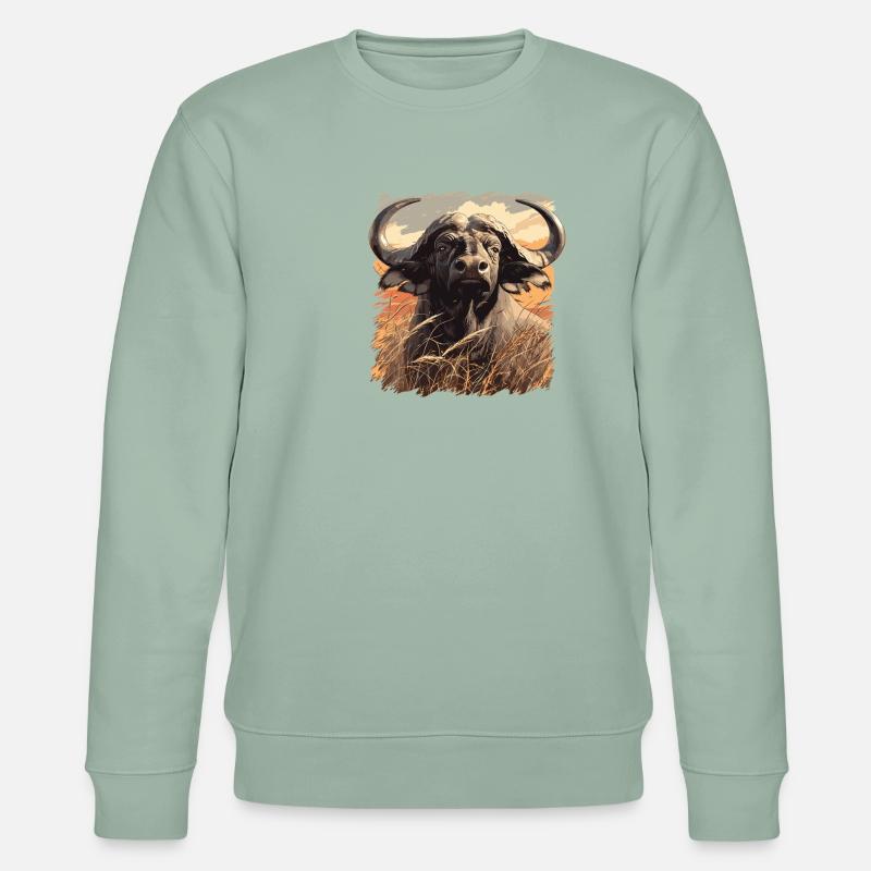 Buffalos Buffalo Büffel - Stanley/Stella Unisex Bio-Sweatshirt CHANGER  - Helles Graugrün