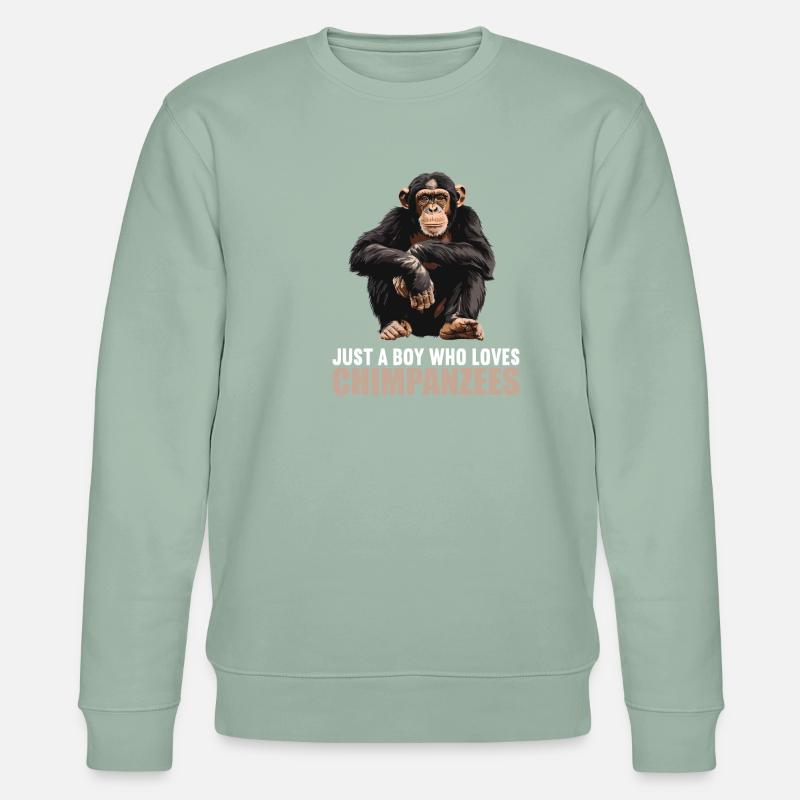 Chimpanzee Schimpansen Schimpanse - Stanley/Stella Unisex Bio-Sweatshirt CHANGER  - Helles Graugrün