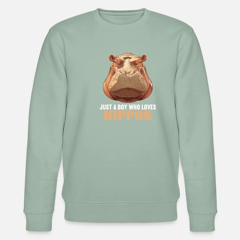 Nilpferd Flußpferd - Stanley/Stella Unisex Bio-Sweatshirt CHANGER  - Helles Graugrün