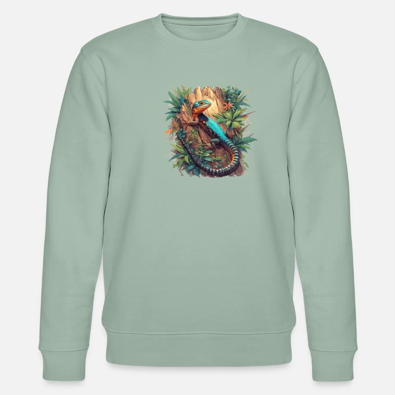 Eidechsen Eidechse - Stanley/Stella Unisex Bio-Sweatshirt CHANGER  - Helles Graugrün