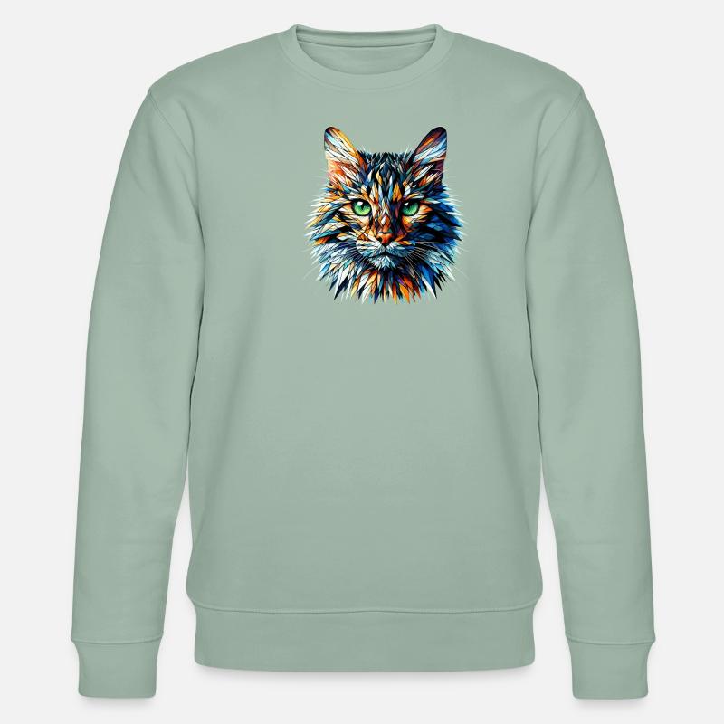 Polygone Art Bengal Chat - Sweat bio CHANGER Stanley/Stella Unisexe - vert de gris clair