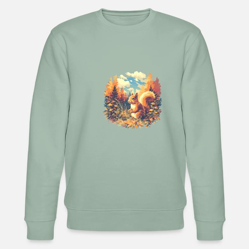 Eichhörnchen - Stanley/Stella Unisex Bio-Sweatshirt CHANGER  - Helles Graugrün