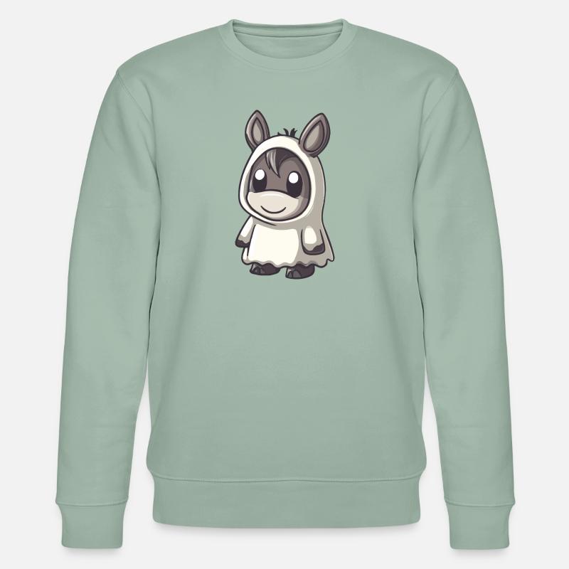 Esel Halloween Comic Geist - Stanley/Stella Unisex Bio-Sweatshirt CHANGER  - Helles Graugrün