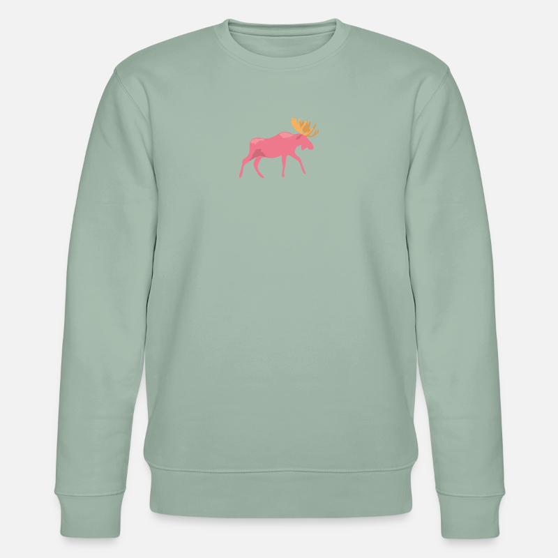 pinker Elch - Stanley/Stella Unisex Bio-Sweatshirt CHANGER  - Helles Graugrün