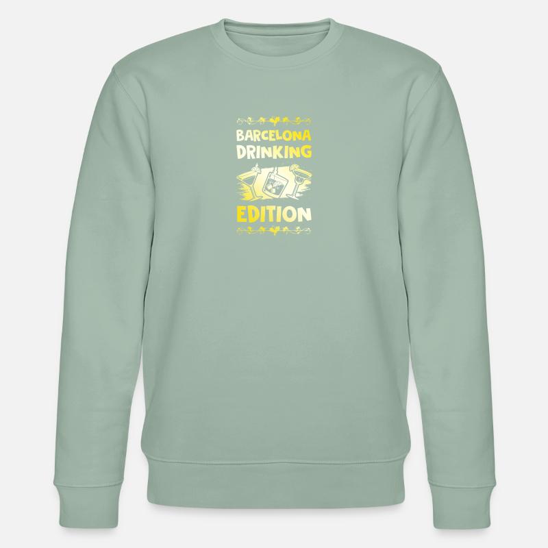 Barcelona Drinking Spruch - Stanley/Stella Unisex Bio-Sweatshirt CHANGER  - Helles Graugrün