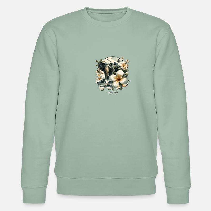 Thai-tempel Elefant Bangkok Pagode - Stanley/Stella Unisex Bio-Sweatshirt CHANGER - Helles Graugrün