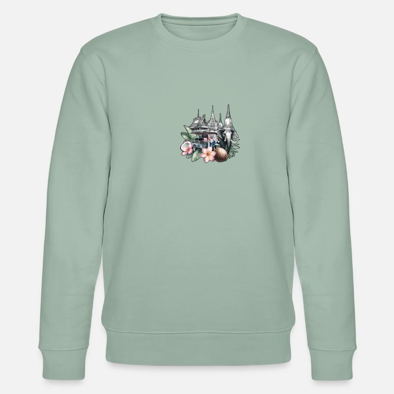 Thai-tempel Elefant Bangkok Pagode - Stanley/Stella Unisex Bio-Sweatshirt CHANGER - Helles Graugrün