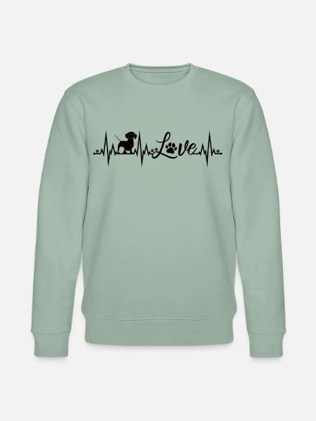 Dackel Herzschlag - Stanley/Stella Unisex Bio-Sweatshirt CHANGER  - Helles Graugrün