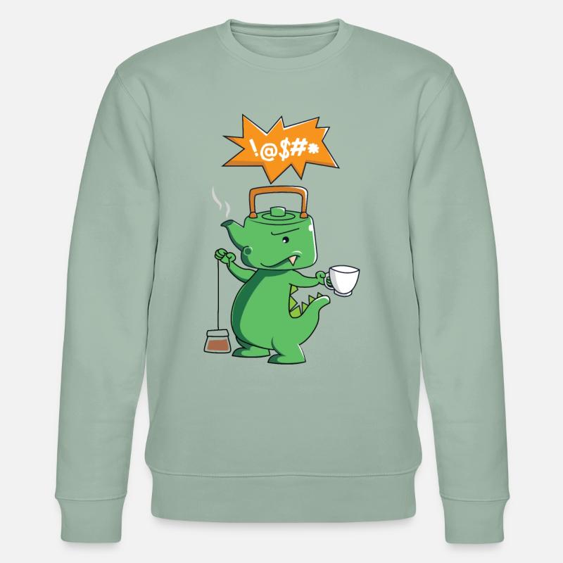 Tee-Rex - Tee trinken - Dinosaurier - Stanley/Stella Unisex Bio-Sweatshirt CHANGER  - Helles Graugrün