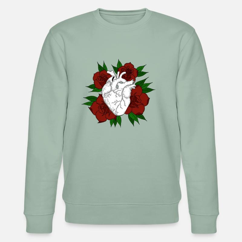 cœur fleuri - Sweat bio CHANGER Stanley/Stella Unisexe - vert de gris clair