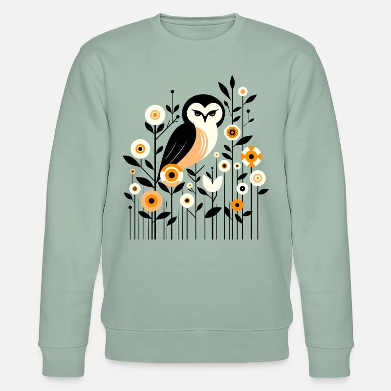 Florale Eule - Stanley/Stella Unisex Bio-Sweatshirt CHANGER  - Helles Graugrün