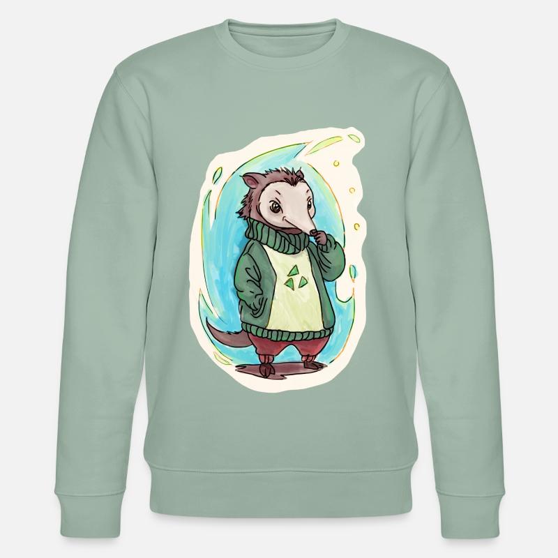 Grünes Reycling Bärchen - Stanley/Stella Unisex Bio-Sweatshirt CHANGER  - Helles Graugrün