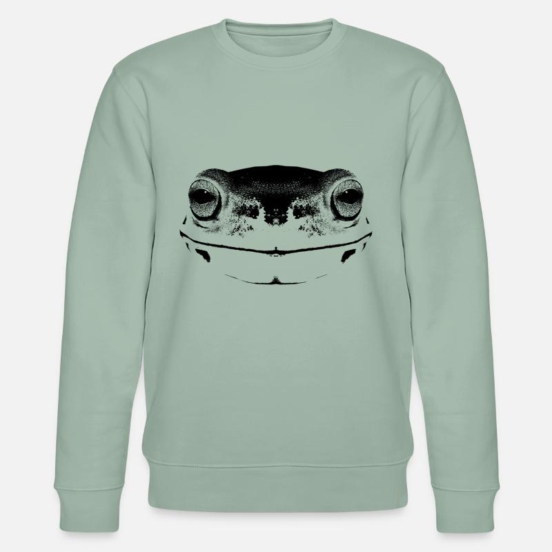 Frosch / Gesicht / frog Face - Stanley/Stella Unisex Bio-Sweatshirt CHANGER  - Helles Graugrün