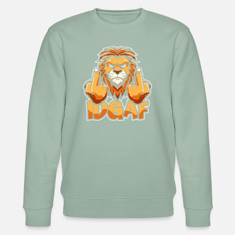Löwe Idgaf - Stanley/Stella Unisex Bio-Sweatshirt CHANGER  - Helles Graugrün