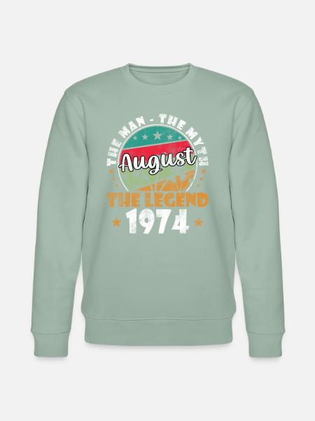 August 1974 Legende seit August 1974 Vintage 1974 - Stanley/Stella Unisex Bio-Sweatshirt CHANGER  - Helles Graugrün