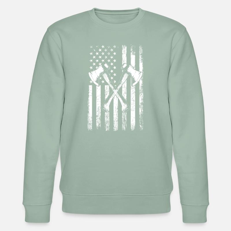 axe throwing american flag - Stanley/Stella Unisex Bio-Sweatshirt CHANGER - Helles Graugrün